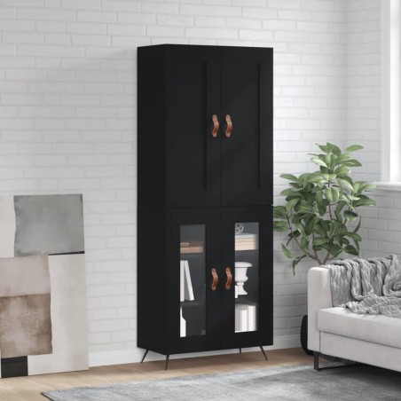 vidaXL Aparador alto madera contrachapada negro 69,5x34x180 cm