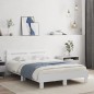 vidaXL Estructura de cama con cabecero y luces LED blanco 135x190 cm vidaXL Estructura de cama con cabecero y luces LED blanco 135x190 cm