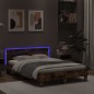 vidaXL Estructura de cama cabecero y luces LED roble ahumado 120x190cm vidaXL Estructura de cama cabecero y luces LED roble ahumado 120x190cm