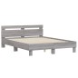 vidaXL Estructura de cama cabecero y luces LED gris Sonoma 140x190 cm