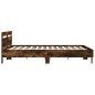 vidaXL Cama con cabecero madera de ingeniería roble ahumado 180x200 cm vidaXL Cama con cabecero madera de ingeniería roble ahumado 180x200 cm
