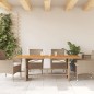 vidaXL Mesa de jardín superficie de madera ratán PE beige 190x80x74 cm vidaXL Mesa de jardín superficie de madera ratán PE beige 190x80x74 cm