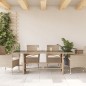 vidaXL Mesa de jardín superficie de vidrio ratán PE beige 190x80x74 cm