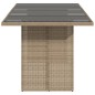 vidaXL Mesa de jardín superficie de vidrio ratán PE beige 190x80x74 cm