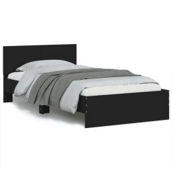 vidaXL Estructura de cama con cabecero y luces LED negro 100x200 cm