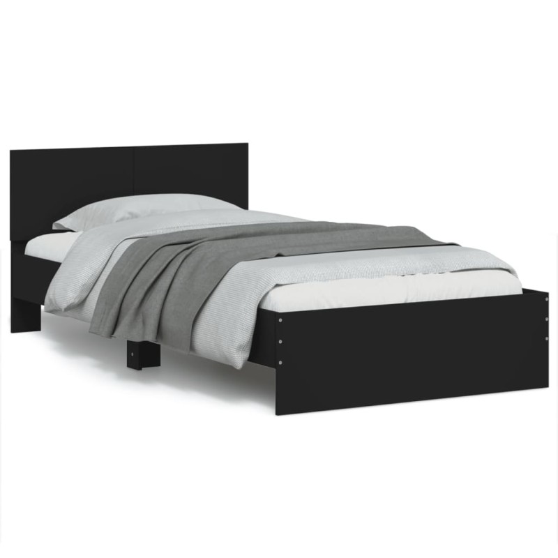 vidaXL Estructura de cama con cabecero y luces LED negro 100x200 cm vidaXL Estructura de cama con cabecero y luces LED negro 100x200 cm
