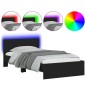 vidaXL Estructura de cama con cabecero y luces LED negro 100x200 cm vidaXL Estructura de cama con cabecero y luces LED negro 100x200 cm