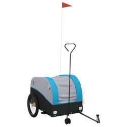 vidaXL Remolque para bicicleta hierro negro y azul 45 kg