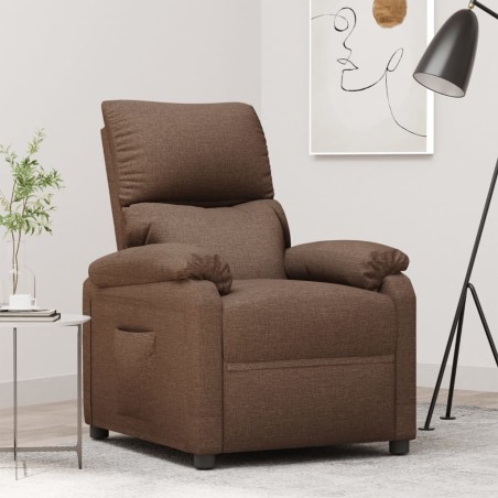 vidaXL Sillón reclinable de tela marrón