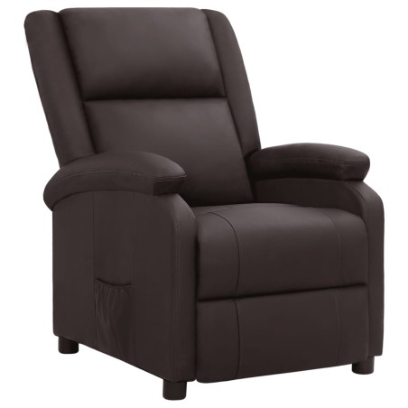 vidaXL Sillón reclinable de cuero auténtico marrón
