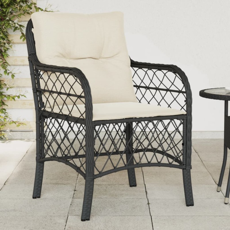 vidaXL Sillones de jardín con cojines 2 uds ratán sintético negro vidaXL Sillones de jardín con cojines 2 uds ratán sintético negro