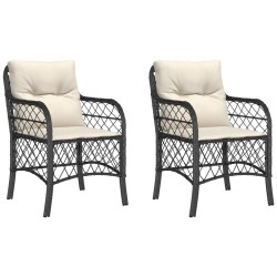 vidaXL Sillones de jardín con cojines 2 uds ratán sintético negro