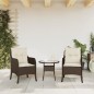 vidaXL Sillas de jardín con cojines 2 unidades ratán sintético marrón vidaXL Sillas de jardín con cojines 2 unidades ratán sintético marrón