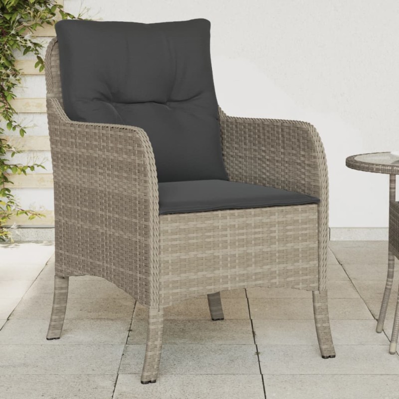 vidaXL Sillones de jardín con cojines 2 uds ratán sintético gris vidaXL Sillones de jardín con cojines 2 uds ratán sintético gris