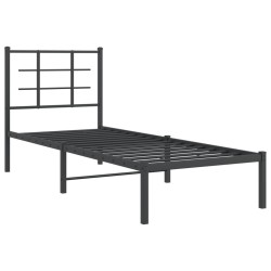vidaXL Estructura de cama con cabecero metal negro 80x200 cm