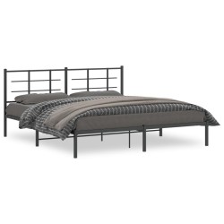 vidaXL Estructura de cama con cabecero metal negro 180x200 cm