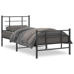vidaXL Estructura de cama con cabecero y estribo metal negro 90x190 cm