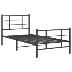 vidaXL Estructura de cama con cabecero y estribo metal negro 90x190 cm