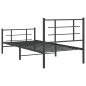vidaXL Estructura de cama con cabecero y estribo metal negro 90x190 cm
