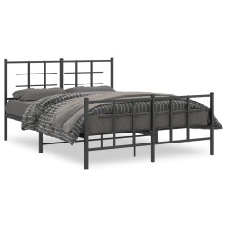 vidaXL Estructura de cama cabecero y estribo metal negro 135x190 cm
