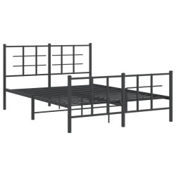 vidaXL Estructura de cama cabecero y estribo metal negro 135x190 cm