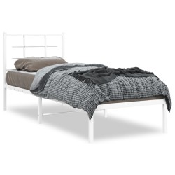 vidaXL Estructura de cama de metal con cabecero blanco 75x190 cm