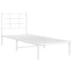 vidaXL Estructura de cama de metal con cabecero blanco 75x190 cm