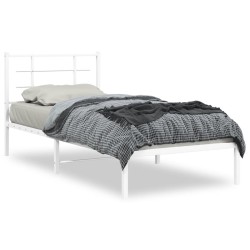 vidaXL Estructura de cama de metal con cabecero blanco 90x190 cm