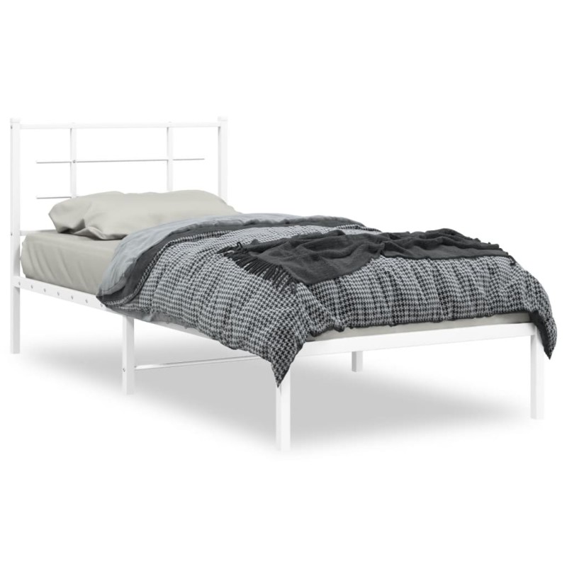 vidaXL Estructura de cama de metal con cabecero blanco 90x190 cm vidaXL Estructura de cama de metal con cabecero blanco 90x190 cm