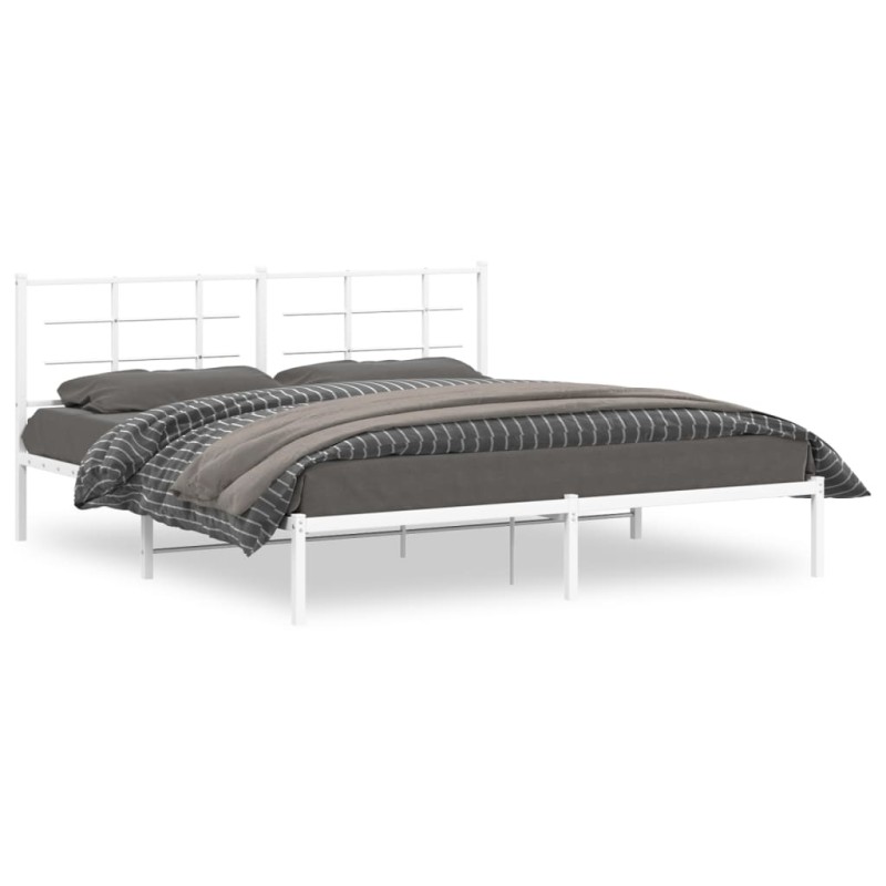 vidaXL Estructura de cama de metal con cabecero blanco 180x200 cm vidaXL Estructura de cama de metal con cabecero blanco 180x200 cm