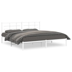 vidaXL Estructura de cama de metal con cabecero blanco 193x203 cm