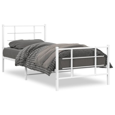 vidaXL Estructura cama metal con cabecero y pie cama blanca 90x200 cm