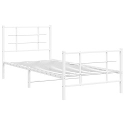 vidaXL Estructura cama metal con cabecero y pie cama blanca 90x200 cm