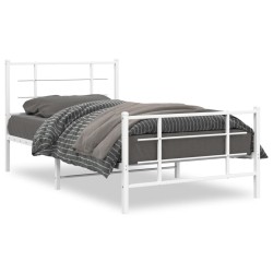 vidaXL Estructura cama metal con cabecero y pie cama blanca 100x200 cm