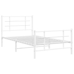 vidaXL Estructura cama metal con cabecero y pie cama blanca 100x200 cm
