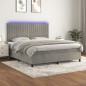 vidaXL Cama box spring colchón y LED terciopelo gris claro 180x200 cm vidaXL Cama box spring colchón y LED terciopelo gris claro 180x200 cm