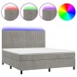 vidaXL Cama box spring colchón y LED terciopelo gris claro 180x200 cm vidaXL Cama box spring colchón y LED terciopelo gris claro 180x200 cm