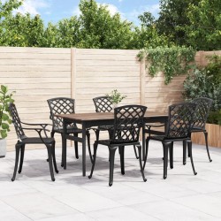 vidaXL Sillas de jardín 6 unidades aluminio fundido negro