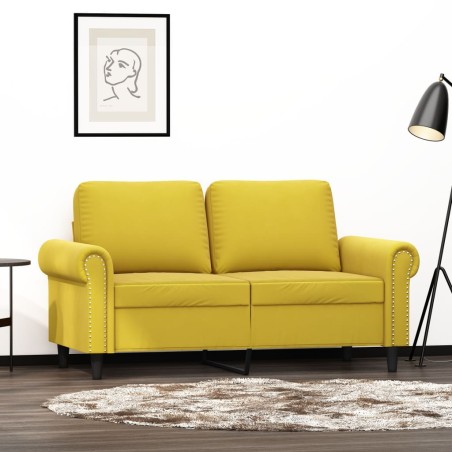 vidaXL Sofá de 2 plazas terciopelo amarillo 120 cm