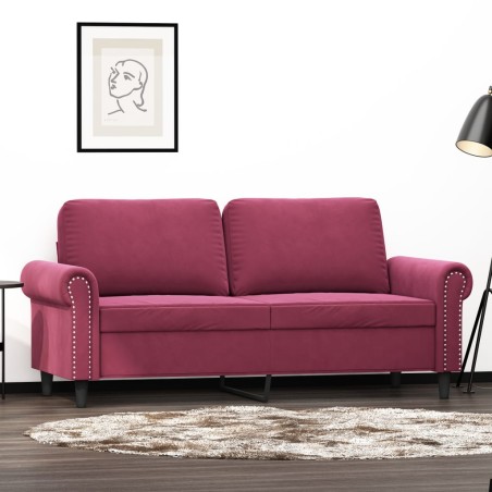 vidaXL Sofá de 2 plazas de terciopelo rojo tinto 140 cm