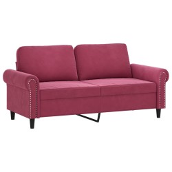 vidaXL Sofá de 2 plazas de terciopelo rojo tinto 140 cm