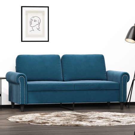 vidaXL Sofá de 2 plazas terciopelo azul 140 cm