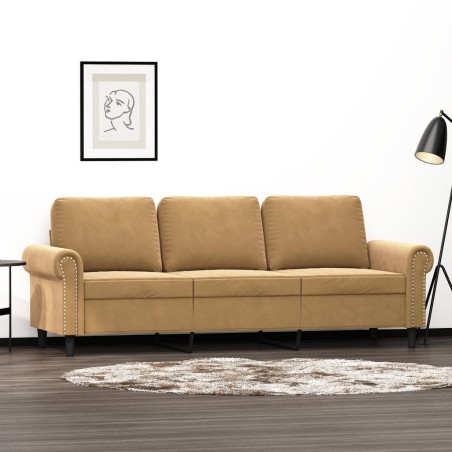 vidaXL Sofá de 3 plazas terciopelo marrón 180 cm