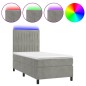vidaXL Cama box spring colchón y LED terciopelo gris claro 90x190 cm