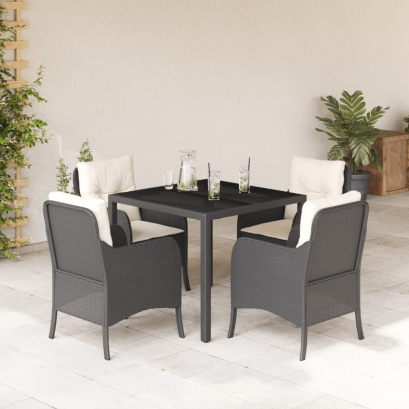 vidaXL Set de muebles jardín 5 pzas con cojines ratán sintético negro