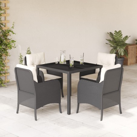 vidaXL Set de muebles jardín 5 pzas con cojines ratán sintético negro