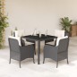 vidaXL Set de muebles jardín 5 pzas con cojines ratán sintético negro