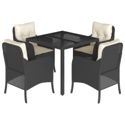vidaXL Set de muebles jardín 5 pzas con cojines ratán sintético negro
