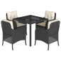 vidaXL Set de muebles jardín 5 pzas con cojines ratán sintético negro