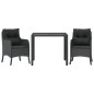 vidaXL Set comedor de jardín 3 pzas con cojines ratán sintético negro vidaXL Set comedor de jardín 3 pzas con cojines ratán sintético negro